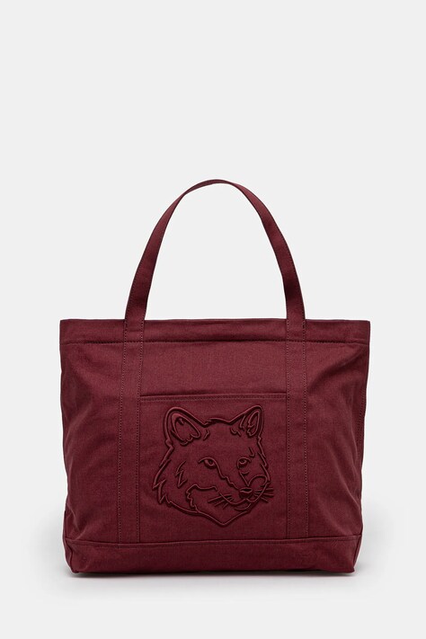 Maison Kitsuné torba bawełniana Fox Head kolor bordowy LW05104WW0107
