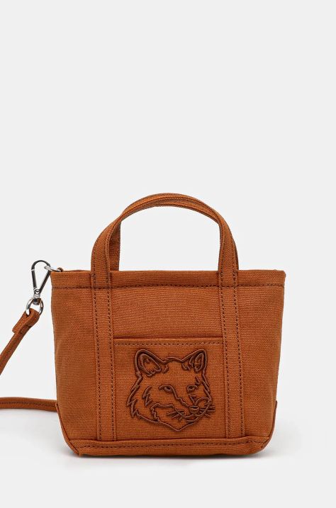 Чанта Maison Kitsuné Fox Head Mini Tote в кафяво MW05106WW0107