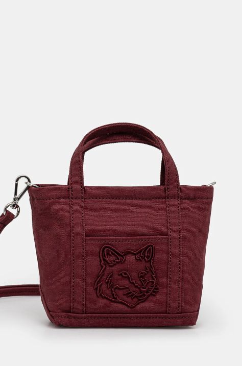 Τσάντα Maison Kitsuné Fox Head Mini Tote χρώμα: μπορντό, MW05106WW0107