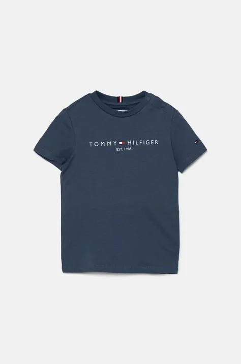Tommy Hilfiger t-shirt bawełniany dziecięcy kolor niebieski z nadrukiem KS0KS00397