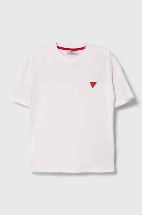 Guess t-shirt bawełniany dziecięcy kolor biały z aplikacją L4YI08 K8HM4
