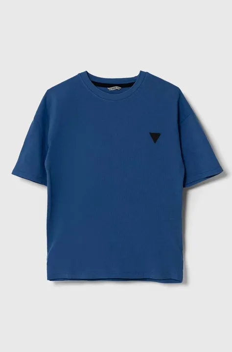 Guess t-shirt bawełniany dziecięcy kolor niebieski z aplikacją L4YI08 K8HM4