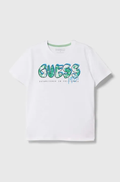 Dječja pamučna majica kratkih rukava Guess boja: bijela, s tiskom, L4YI20 K8HM4