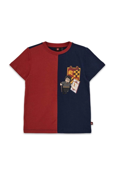 Lego t-shirt bawełniany dziecięcy LWTANO 707 kolor bordowy wzorzysty 12011309