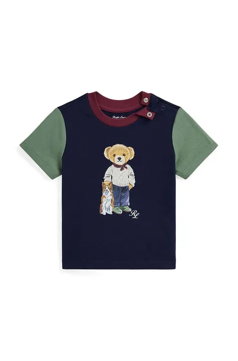 Бавовняна футболка для немовлят Polo Ralph Lauren колір синій з принтом 320952881001