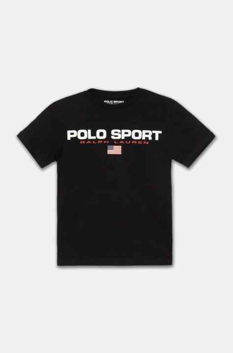 Polo Ralph Lauren tricou de bumbac pentru copii culoarea negru, cu imprimeu, 323837629005