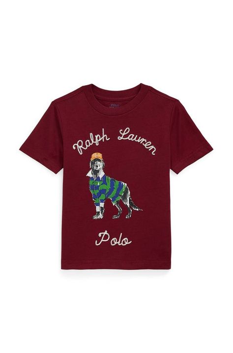 Детска памучна тениска Polo Ralph Lauren в червено с принт 322952497001