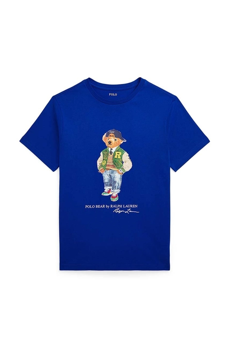 Polo Ralph Lauren t-shirt bawełniany dziecięcy kolor niebieski z nadrukiem 323853828040