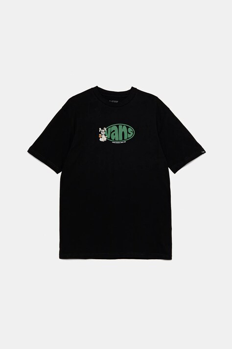 Детска памучна тениска Vans HOPPER в черно с принт VN000JCHBLK1