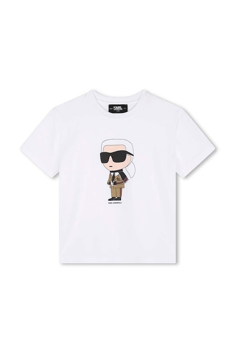 Παιδικό βαμβακερό μπλουζάκι Karl Lagerfeld χρώμα: άσπρο, Z30241