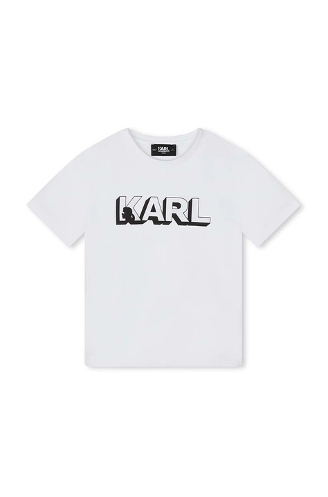 Karl Lagerfeld tricou de bumbac pentru copii culoarea alb, cu imprimeu, Z30254