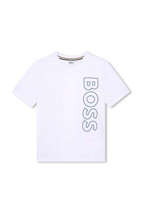 BOSS tricou de bumbac pentru copii culoarea alb, cu imprimeu, J51206