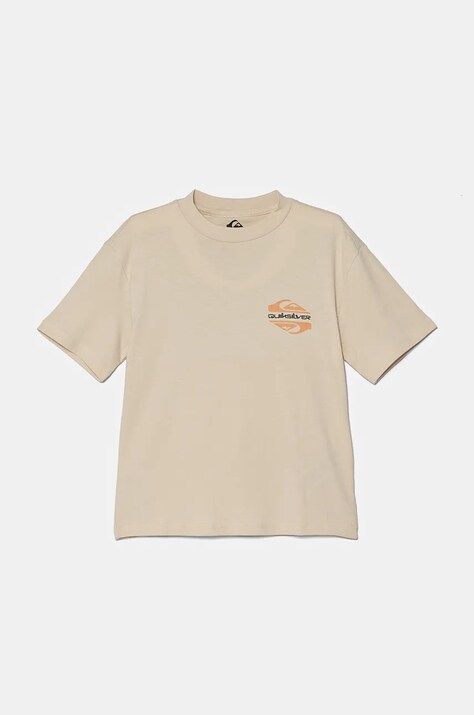 Quiksilver tricou de bumbac pentru copii FUN ZONE SS culoarea bej, cu imprimeu, EQBZT04774