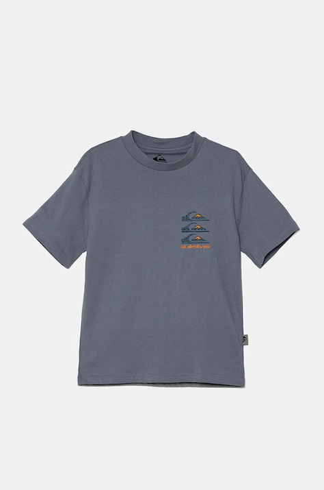 Детска памучна тениска Quiksilver VERTICAL LOGOS в синьо с принт EQBZT04782