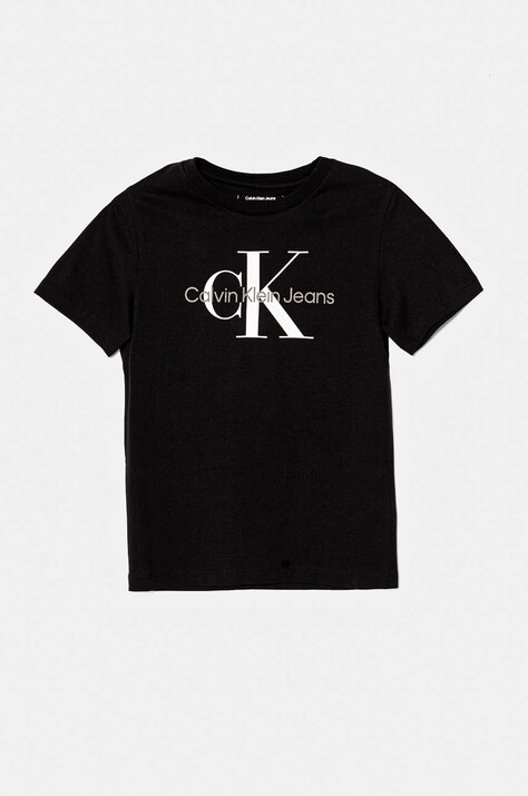Calvin Klein Jeans tricou de bumbac pentru copii culoarea negru, cu imprimeu, IU0IU00676