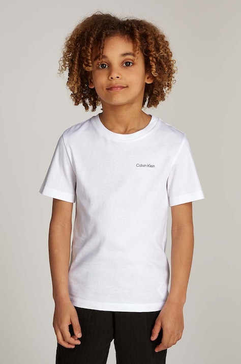 Детска памучна тениска Calvin Klein Jeans в бяло с принт IU0IU00683