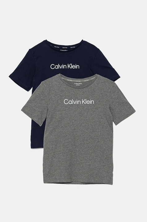 Дитяча бавовняна футболка Calvin Klein Underwear 2-pack колір сірий з принтом B70B700504