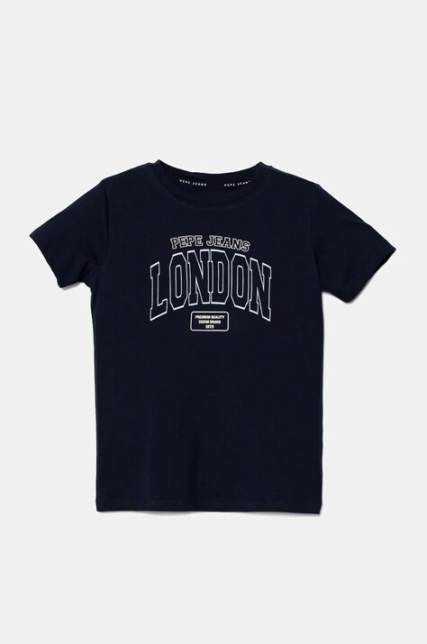 Pepe Jeans tricou de bumbac pentru copii BALEY culoarea albastru marin, neted, PB503912