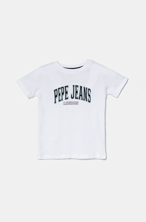 Pepe Jeans tricou de bumbac pentru copii BAIN culoarea alb, cu imprimeu, PB503915