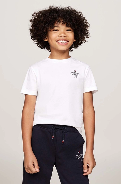 Tommy Hilfiger tricou de bumbac pentru copii culoarea alb, cu imprimeu, KB0KB09277