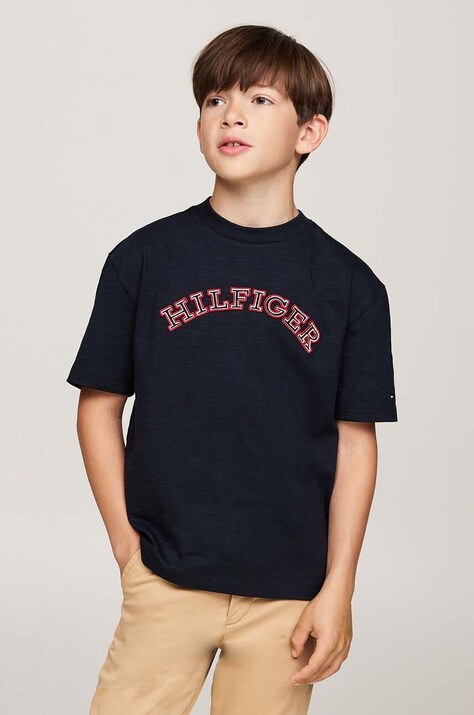 Tommy Hilfiger gyerek pamut póló sötétkék, nyomott mintás, KB0KB09283