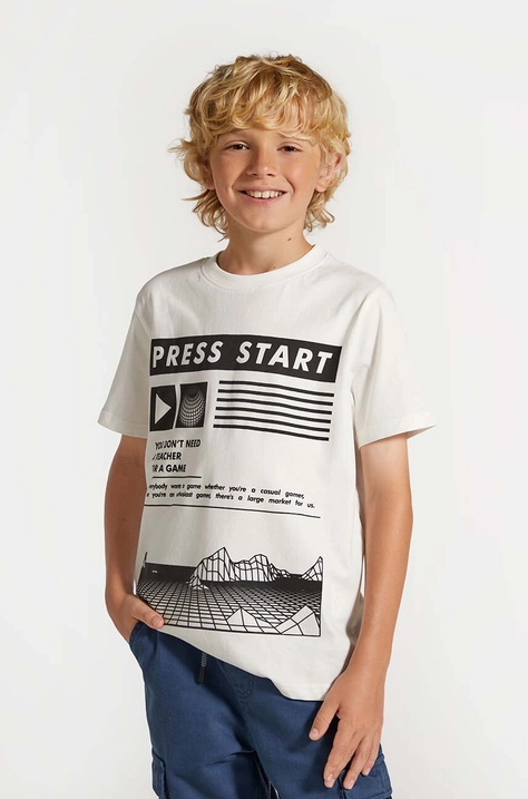 Coccodrillo t-shirt in cotone per bambini colore bianco WORLD OF PIXEL BOY JUNIOR