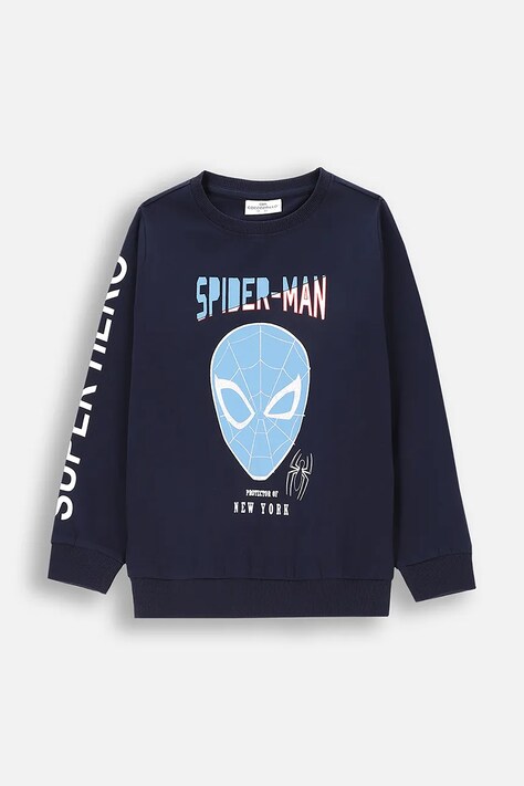 Detská mikina Coccodrillo tmavomodrá farba, s potlačou, LICENCE BOY