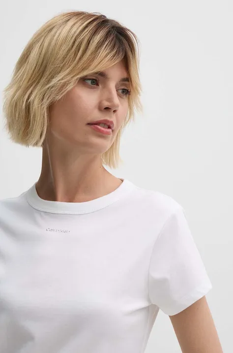 Хлопковая футболка Calvin Klein женская цвет белый K20K207212