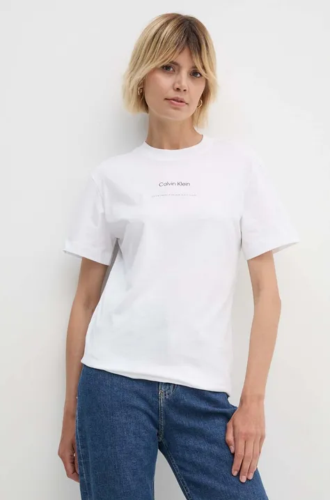 Βαμβακερό μπλουζάκι Calvin Klein γυναικείο, χρώμα: άσπρο, K20K207215