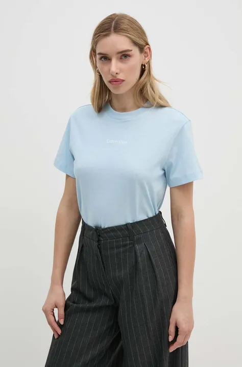 Calvin Klein t-shirt bawełniany damski kolor niebieski K20K207215
