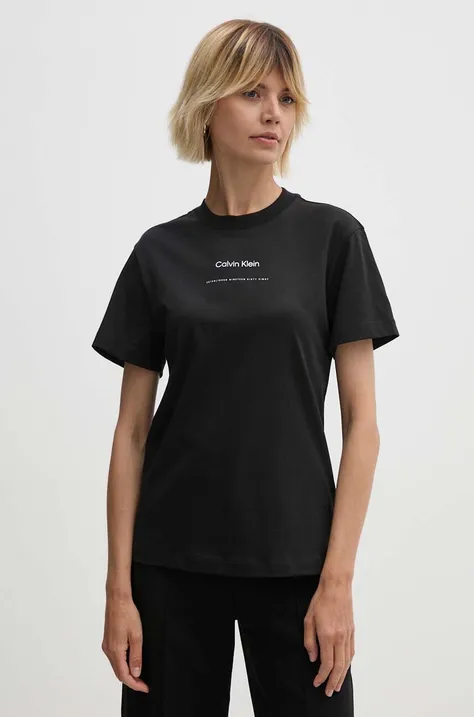 Βαμβακερό μπλουζάκι Calvin Klein γυναικείο, χρώμα: μαύρο, K20K207215