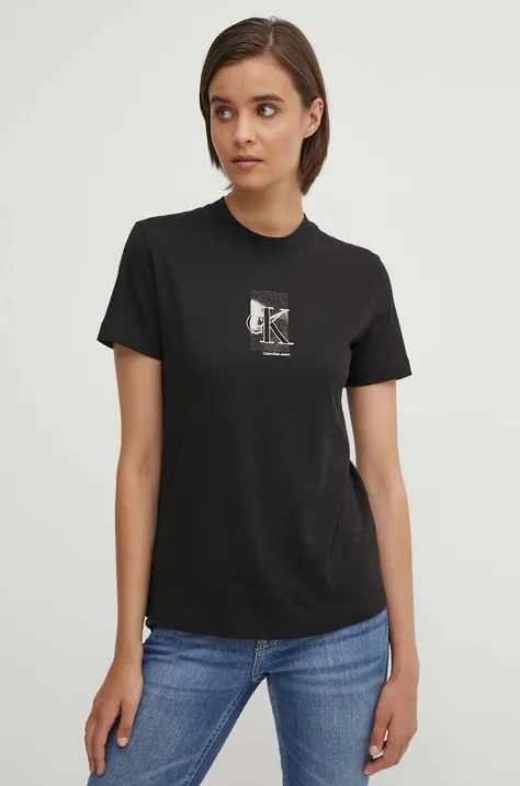 Бавовняна футболка Calvin Klein Jeans жіноча колір чорний J20J223908