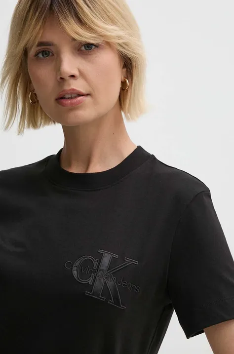 Хлопковая футболка Calvin Klein Jeans женская цвет чёрный J20J223925