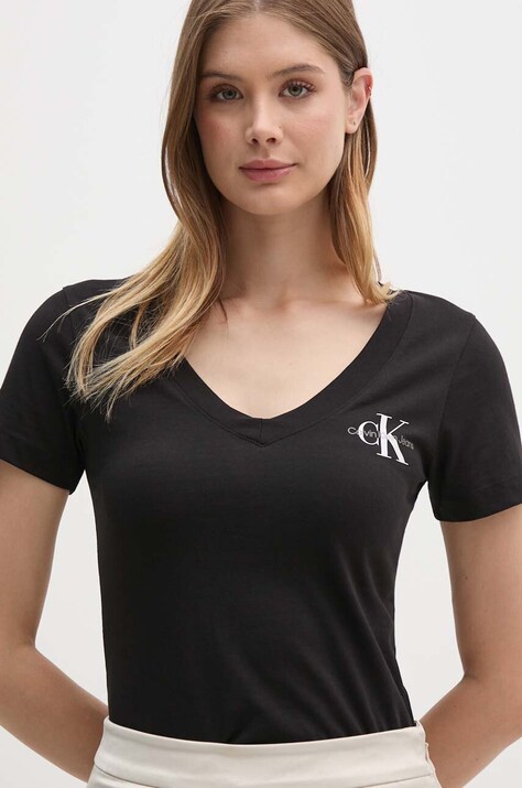 Calvin Klein Jeans tricou din bumbac 2-pack femei, culoarea bej, J20J223447