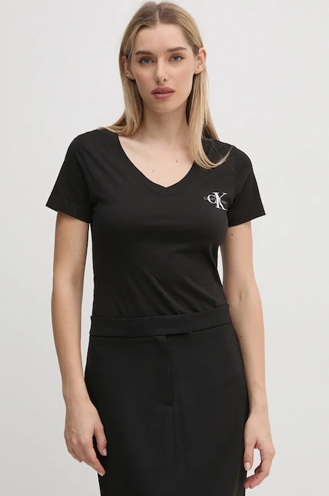 Bavlněné tričko Calvin Klein Jeans 2-pack černá barva, J20J223447