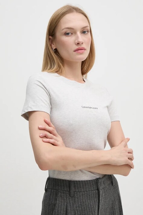 Calvin Klein Jeans tricou din bumbac femei, culoarea gri, J20J223563