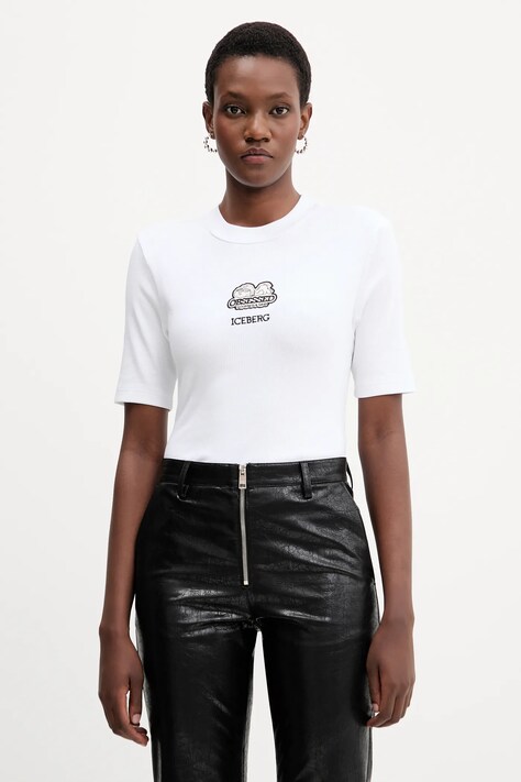 Iceberg t-shirt bawełniany damski kolor biały F071 6302