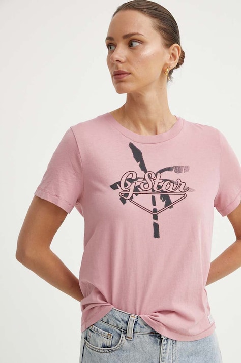 G-Star t-shirt bawełniany damski kolor różowy D24595-4107