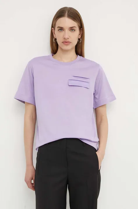 Bavlnené tričko BOSS dámske, fialová farba, 50521741