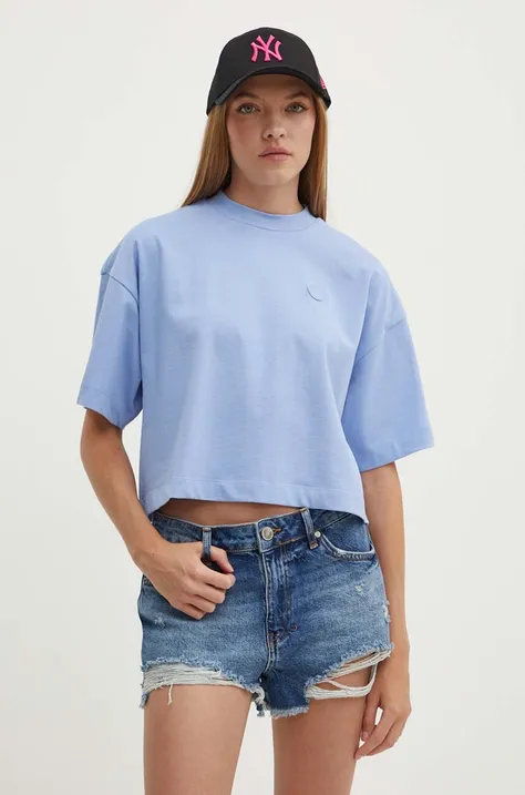 Хлопковая футболка Hugo Blue женская цвет бирюзовый 50520155