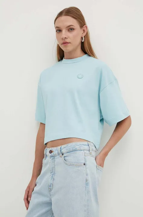 Hugo Blue t-shirt bawełniany damski kolor niebieski 50520155