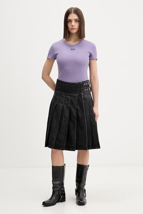 HUGO Blue футболка жіноча бавовняна з еластаном Easy Tee_B — AW24-TSD02U, фіолетовий — фото 2