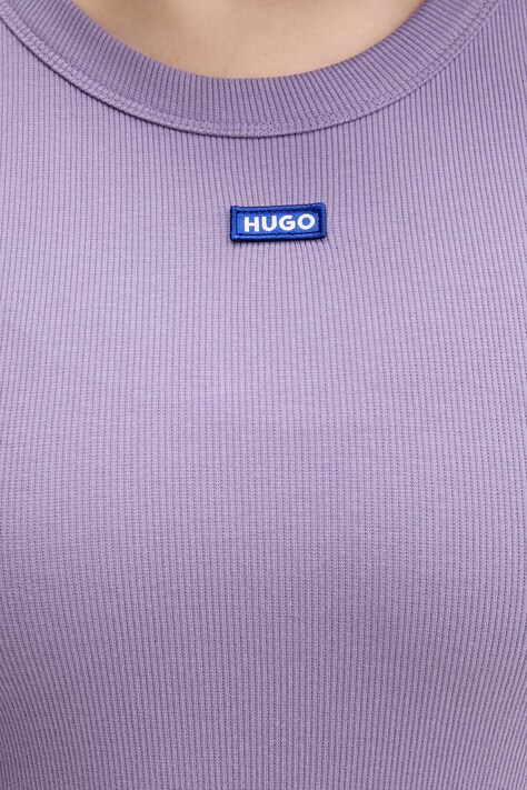 HUGO Blue футболка жіноча бавовняна з еластаном Easy Tee_B — AW24-TSD02U, фіолетовий — фото 5
