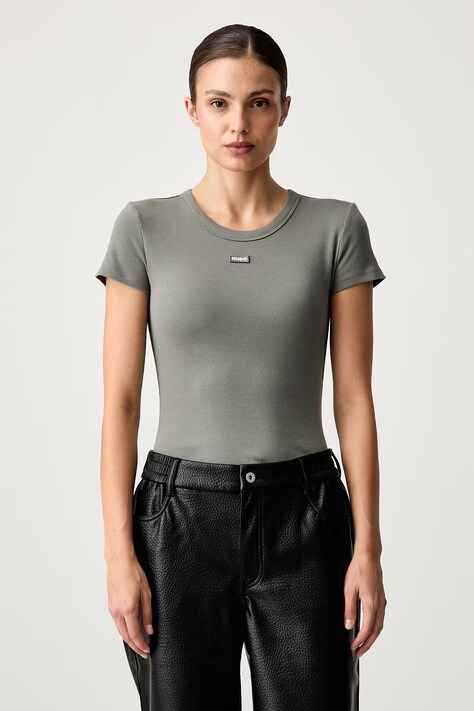 HUGO Blue tričko dámské bavlněné s elastanem Easy Tee_B zelené 50523924
