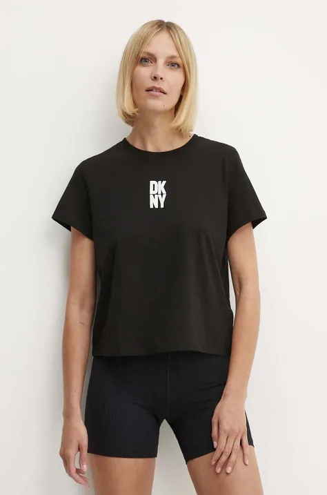 Βαμβακερό μπλουζάκι Dkny γυναικείο, χρώμα: μαύρο, DP4T9699
