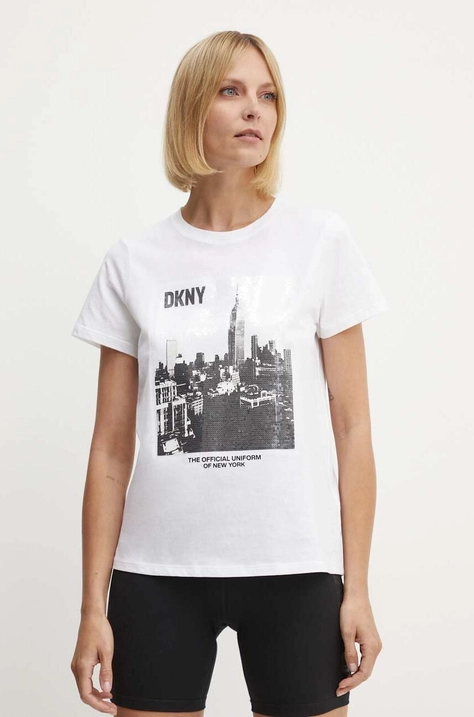 Bavlněné tričko Dkny bílá barva, DP4T9725