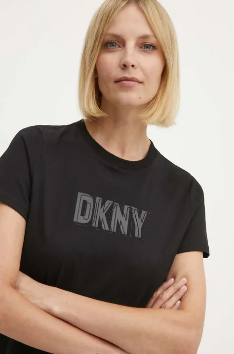 Памучна тениска Dkny в черно DP4T9672