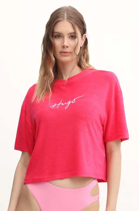 Kratka majica HUGO ženska, roza barva, 50520695