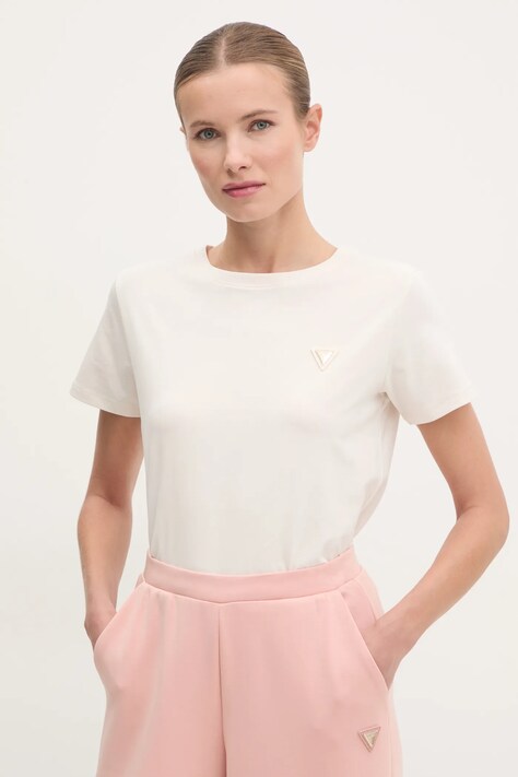 Μπλουζάκι Guess COLETTE χρώμα: μπεζ, V4YI09 J1314