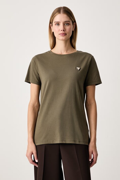 Guess T-shirt γυναικείο βαμβακερό με ελαστάν COLETTE πράσινο V4YI09 J1314